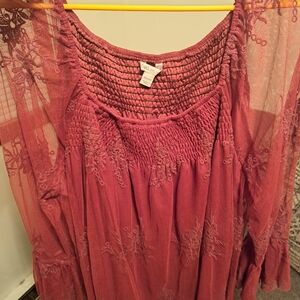 Cato Mauve Embroidered Blouse